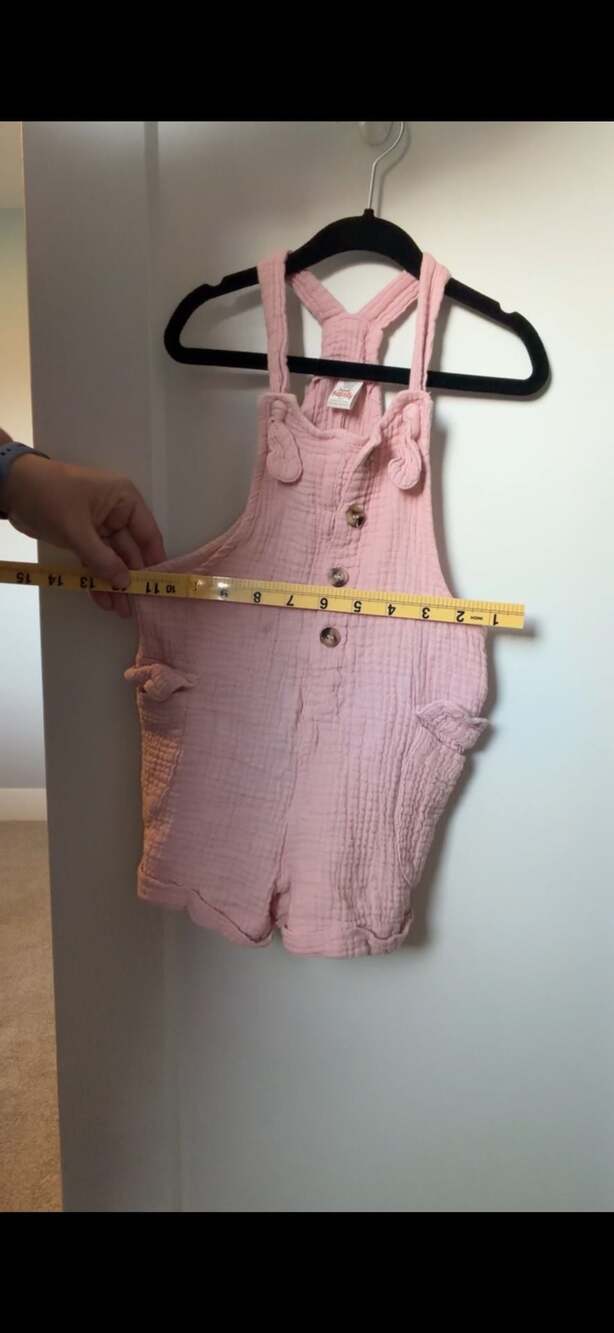 Sweet Butterfly Pink Muslin Cotton Gauze Shortalls Romper Size 4T_K12 - Picture 7 of 8